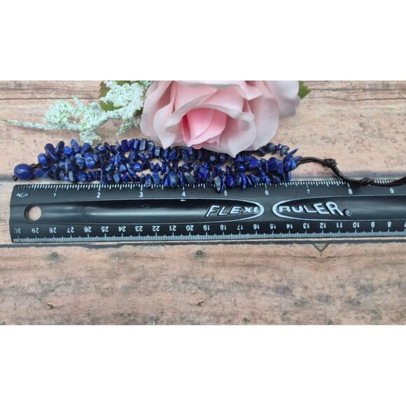 Muti Strand Natural Blue Lapis Chip Stone Bracelet Boho Hippie Nature Lover - Picture 9 of 9